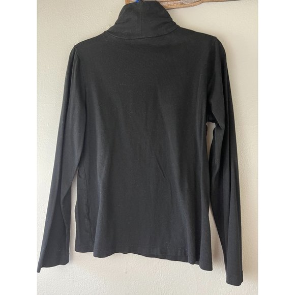 Women's Studio Works S/P Mock Neck Cotton Modal Black Solid Basic Staple L/S - Picture 3 of 6